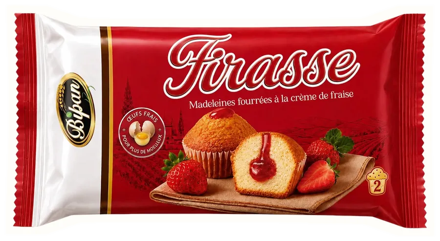 Paquet Firasse, madeleines fourrées à la fraise